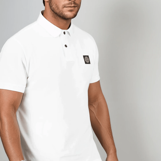 Stone Island Compass Badge Polo T-Shirt Slim Fit White