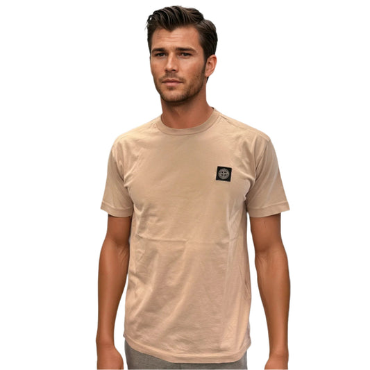 Stone Island Compass Logo Patch Cotton T-Shirt Antique Rose