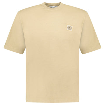 Stone Island Compass Logo Patch T-Shirt in Biscuit