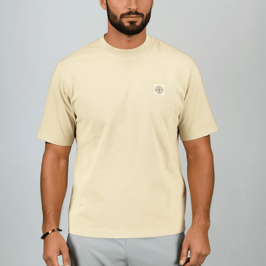 Stone Island Compass Logo Patch T-Shirt in Biscuit