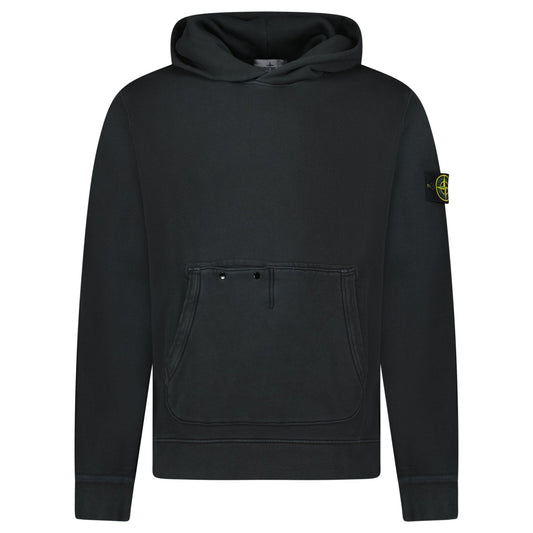 Stone Island Diagonal Fleece Old Effect Hoodie in Black