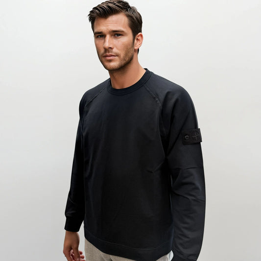 Stone Island Ghost Badge Crewneck Sweatshirt Black