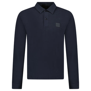Stone Island Ghost Badge Long Sleeve Polo Shirt in Navy