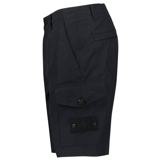 Stone Island Ghost Weatherproof Cotton Canvas Cargo Bermuda Shorts in Black