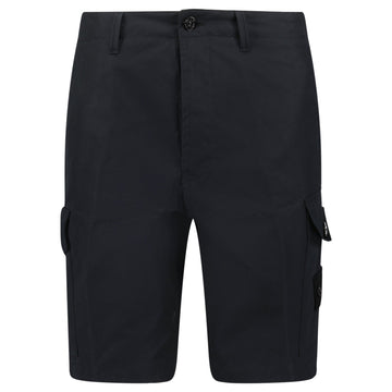 Stone Island Ghost Weatherproof Cotton Canvas Cargo Bermuda Shorts in Black