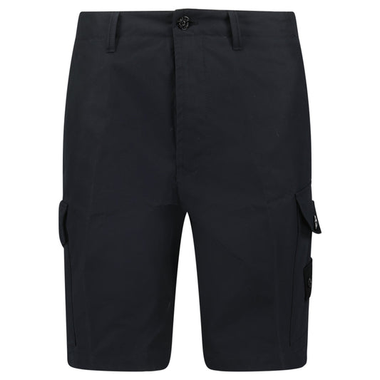 Stone Island Ghost Weatherproof Cotton Canvas Cargo Bermuda Shorts in Black