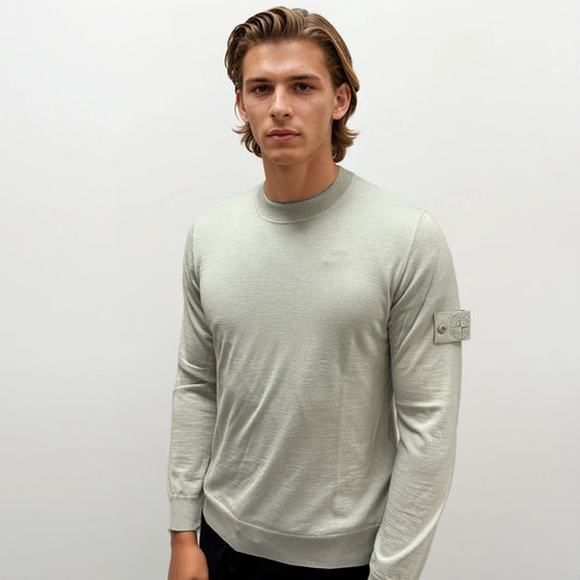 Stone Island Ghost Wool Crew Neck Jumper Beige