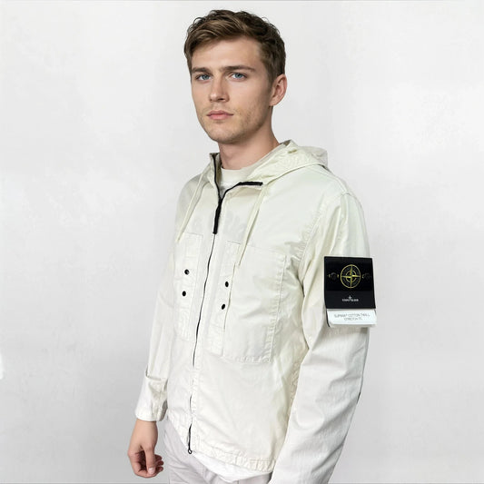 Stone Island Ivory Chest Pocket Hooded Jacket