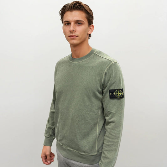 Stone Island Old Effect Crewneck Sweatshirt Musk Green