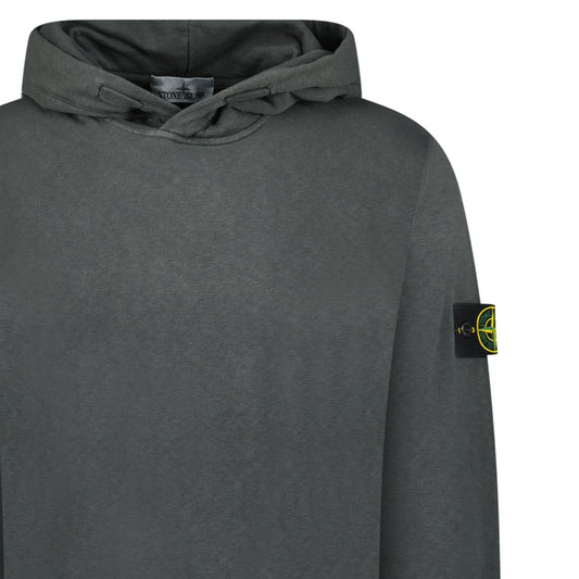 Stone Island ‘Old’ Treatment Hooded Sweatshirt In Charcoal Grey