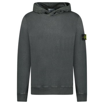Stone Island ‘Old’ Treatment Hooded Sweatshirt In Charcoal Grey