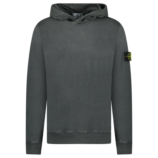 Stone Island ‘Old’ Treatment Hooded Sweatshirt In Charcoal Grey