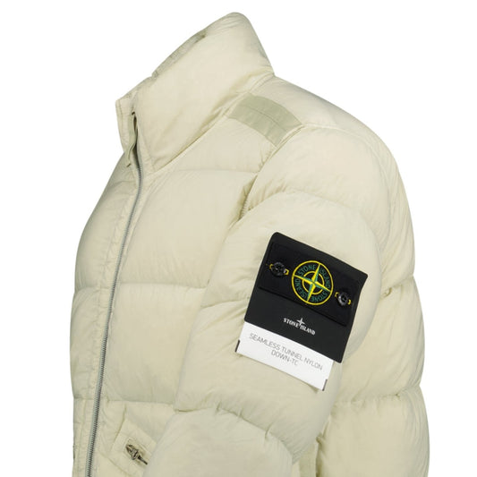Stone Island Puffer Jacket In Seamless Tunnel Nylon Off-White