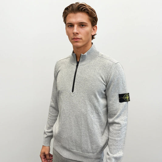 Stone Island Soft Cotton Quarter Zip Sweatshirt Grey