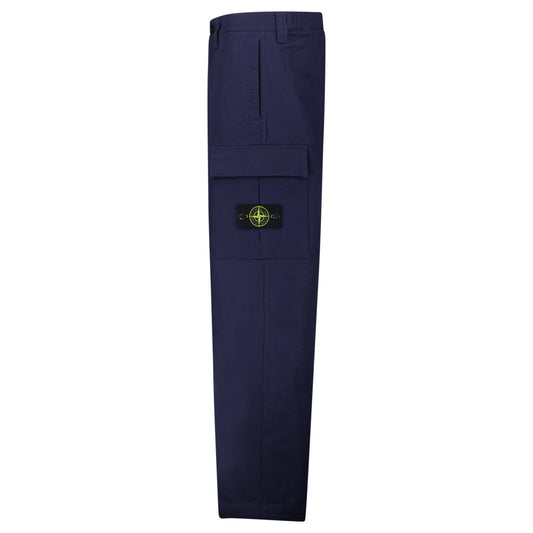 Stone Island Anama Cotton Cargo Trousers in Navy