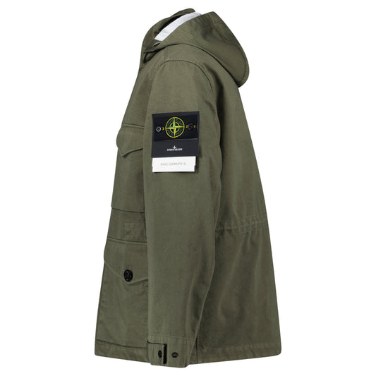 Stone Island Drawstring-Hood Regular-Fit Cotton Jacket in Military Green