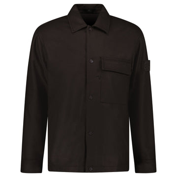 Stone Island Ghost Piece Virgin Wool-Blend Felt Overshirt in Dark Brown