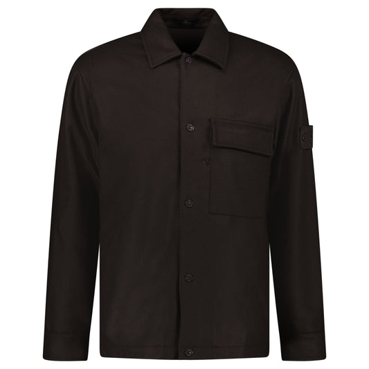 Stone Island Ghost Piece Virgin Wool-Blend Felt Overshirt in Dark Brown