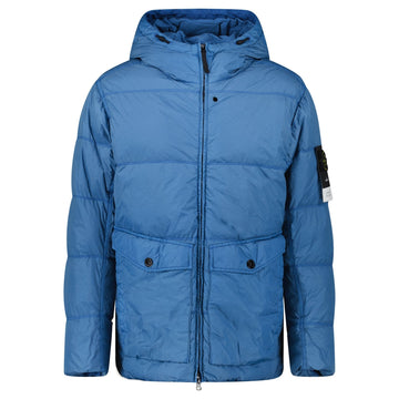 Stone Island Hooded Down Jacket in Steel Blue