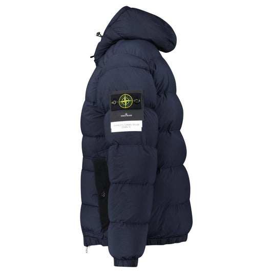 Stone Island Hooded Puffer Jacket In Seamless Tunnel Nylon Navy