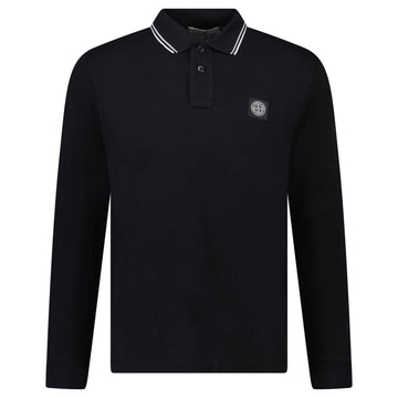 Stone Island Long-Sleeve Polo Shirt in Black