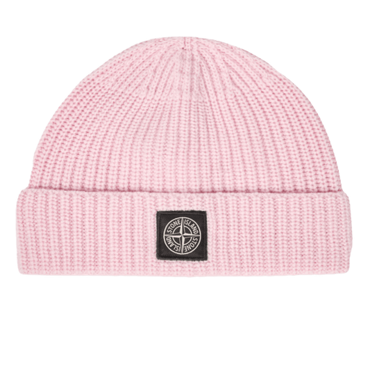 Stone Island Pink Beanie with Compass Patch