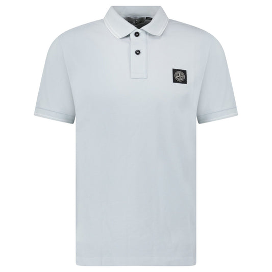 Stone Island Slim Fit Stripe Collar Polo Shirt in Sky Blue