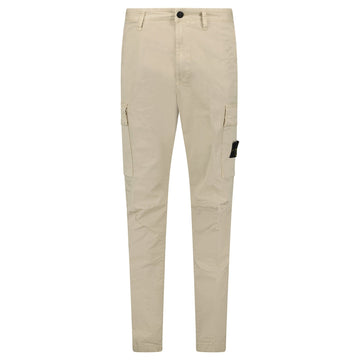 Stone Island Stretch Organic Broken Twill Cotton 'OLD' Effect Cargo Trousers in Beige