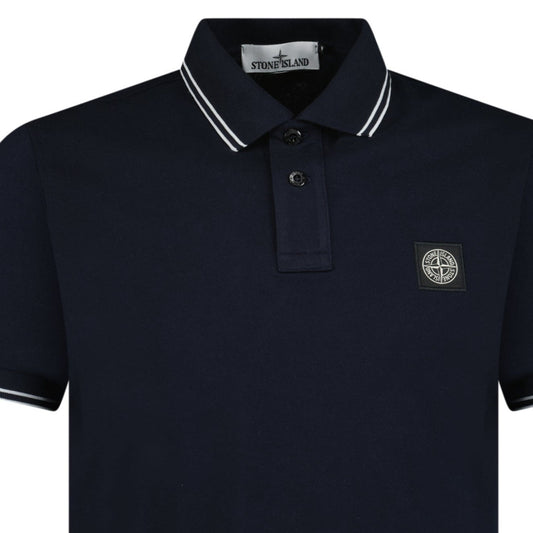 Stone Island Stripe Collar Polo T-Shirt Slim Fit Navy