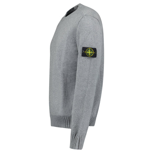 Stone Island Thick Knitted Compass-Badge Sweater in Grey