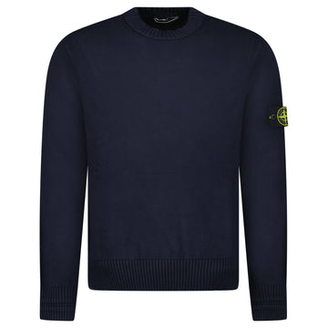 Stone Island Thick Knitted Compass-Badge Sweater in Navy Blue