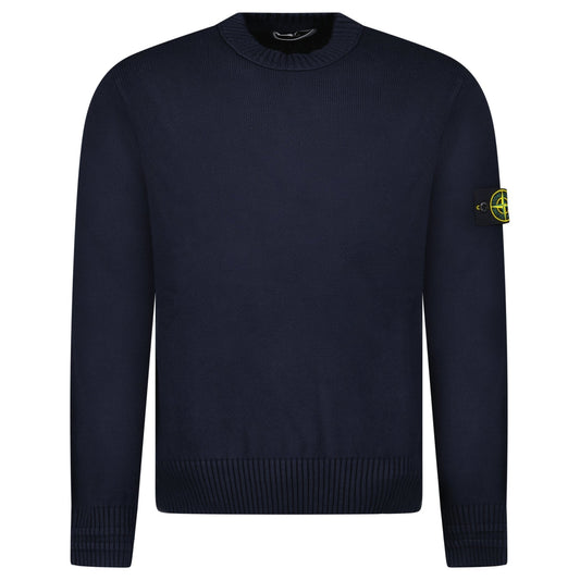 Stone Island Thick Knitted Compass-Badge Sweater in Navy Blue