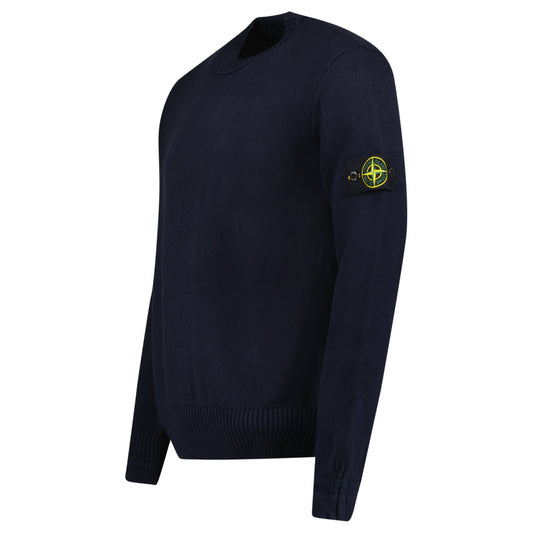 Stone Island Thick Knitted Compass-Badge Sweater in Navy Blue