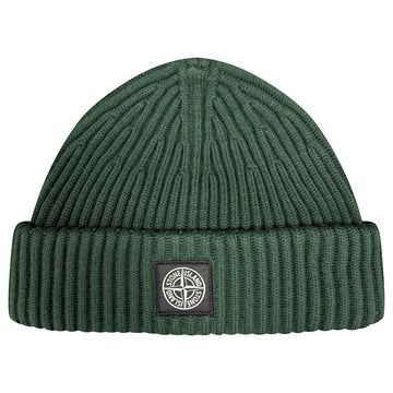 Stone Island Thick Ribbed Wool Beanie Hat Musk Green