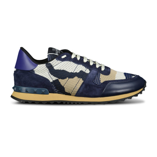 Valentino Garavani Camo Mesh Rockrunner Trainers Navy