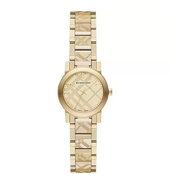 Burberry Ladies Watch The City 26mm Engraved Check Gold BU9234