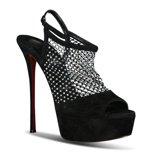 Christian Louboutin Plougesta Alta Strass Fishnet Heels