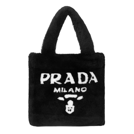 Prada Montone Shearling Shopping Bag